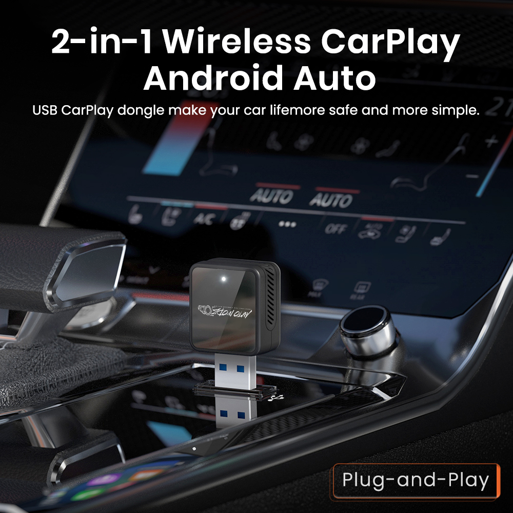 Wired to Wireless Bluetooth WiFi Carplay & Android Auto Adapter