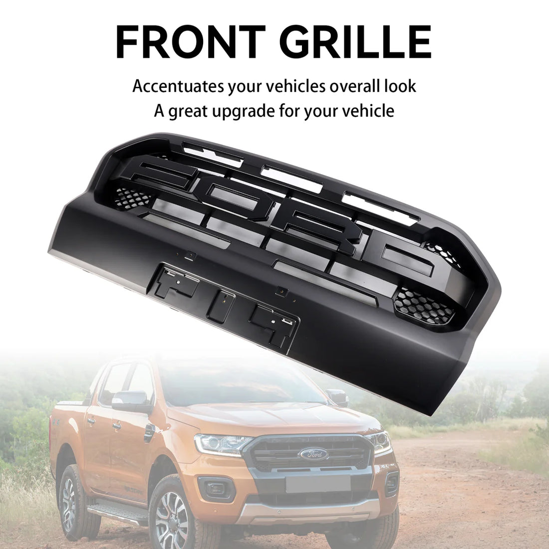 Ford Ranger Ranger Raptor Style Front Bumper Grill Matt Black for 2019-2023 T8