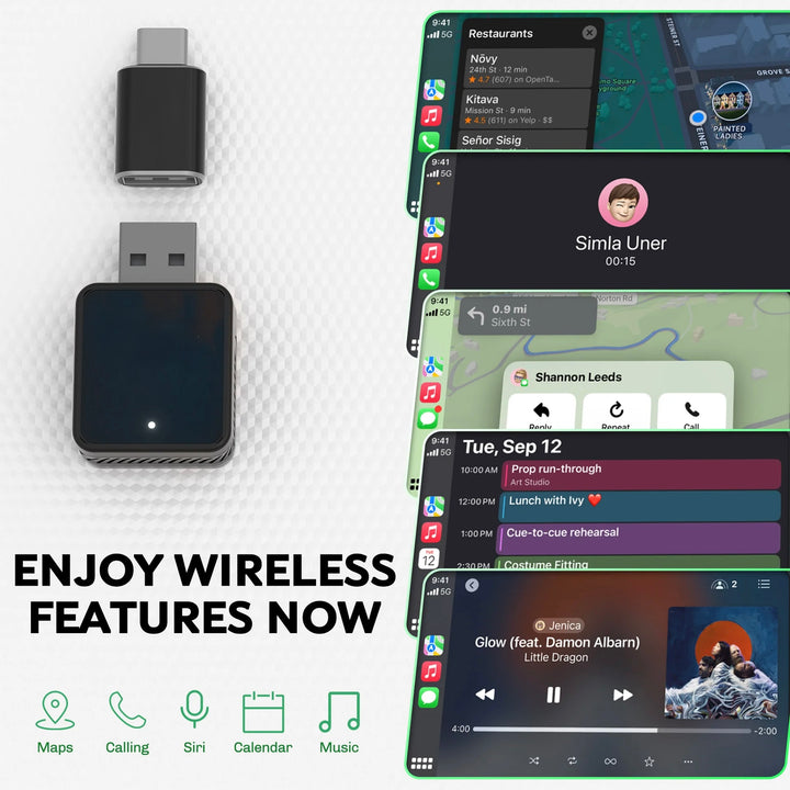 Wired to Wireless Bluetooth WiFi Carplay & Android Auto Adapter