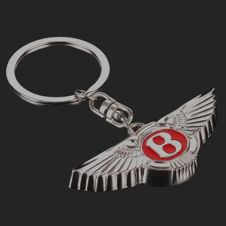 Bentley Winged B Chrome Keyring