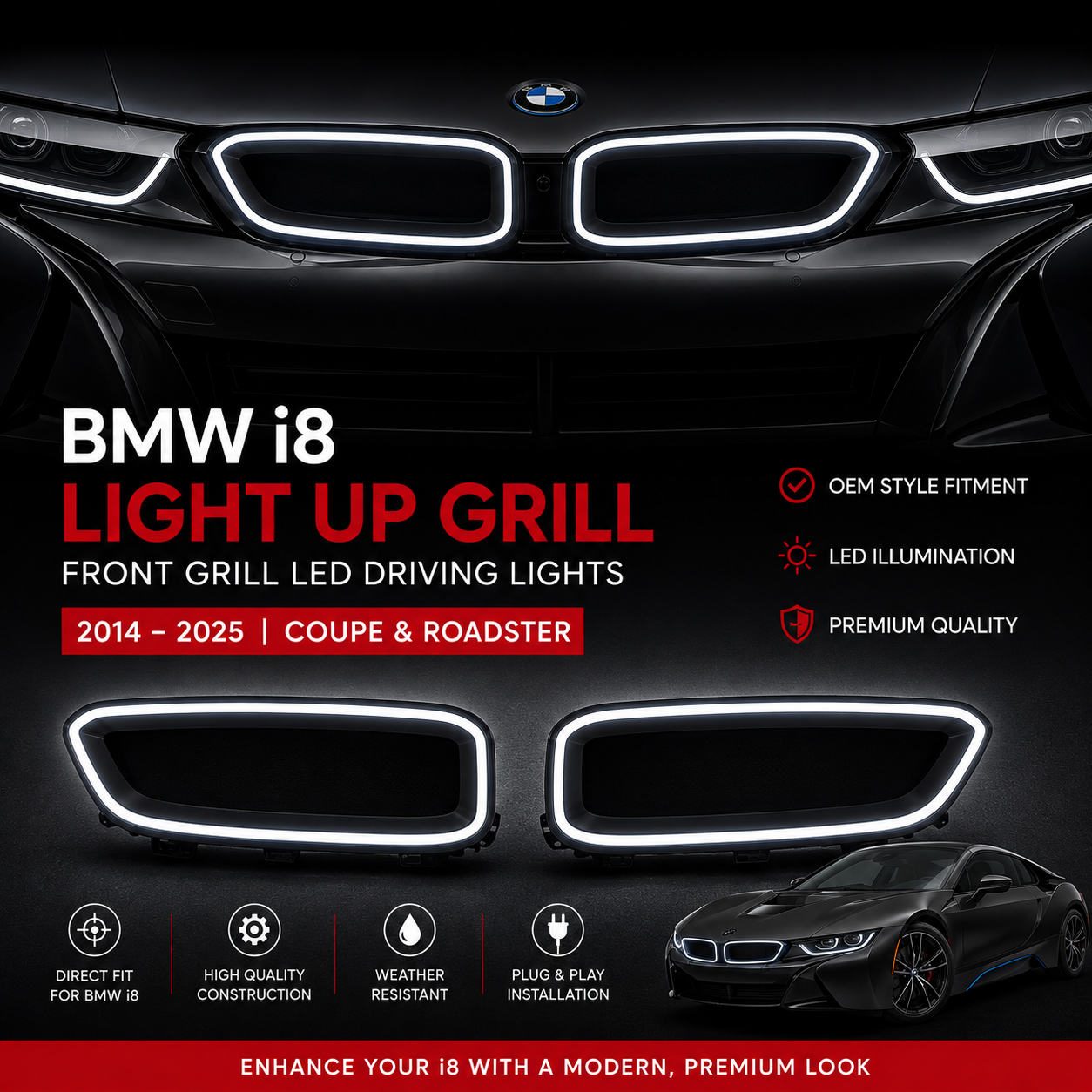 BMW I8 LED DAY TIME RUNNING LIGHT GRILL