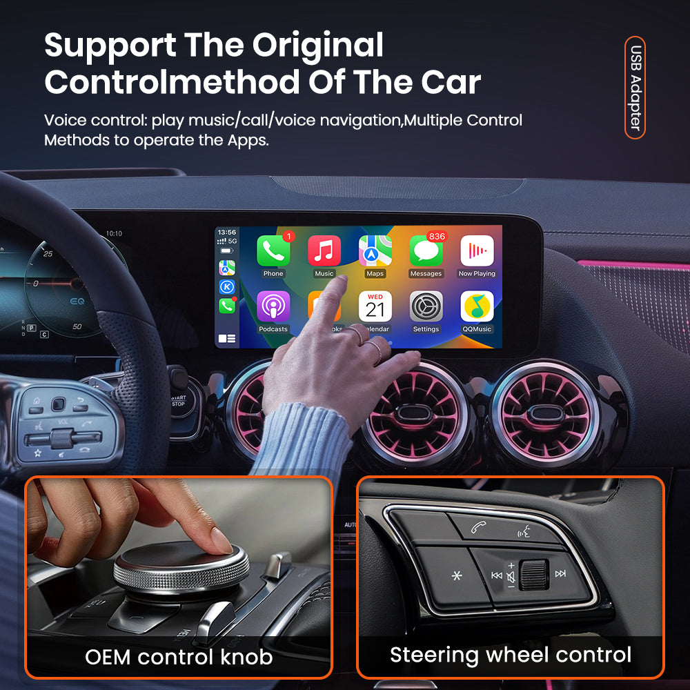 Wired to Wireless Bluetooth WiFi Carplay & Android Auto Adapter