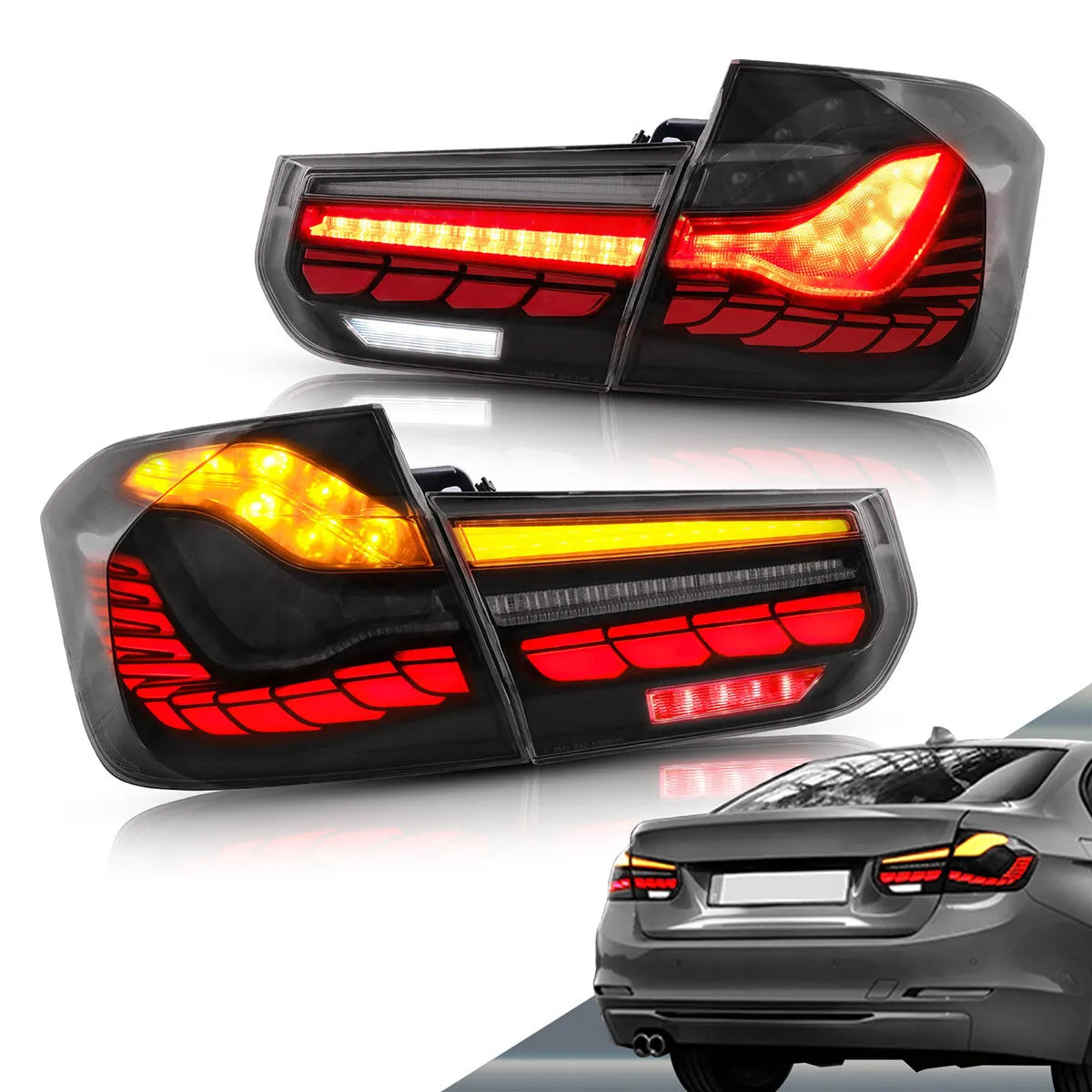 OLED Tail Light SMOKED For BMW 3 Series F30 F35 F80 M3 Saloon 2012-18 Rear Lamp Set