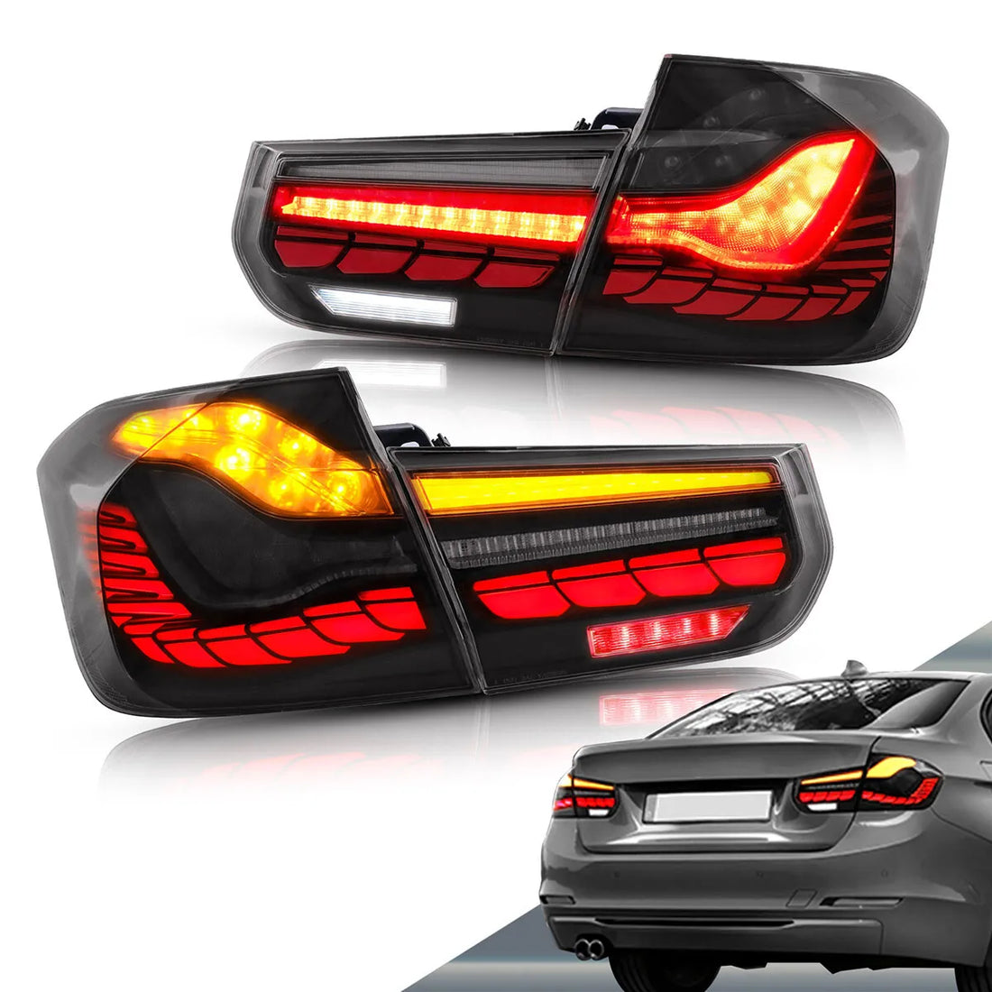 OLED Tail Light SMOKED For BMW 3 Series F30 F35 F80 M3 Saloon 2012-18 Rear Lamp Set